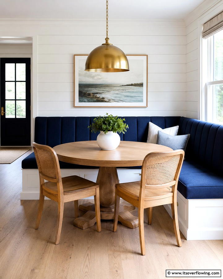 Navy Blue Upholstered Banquette Seating - 25 Navy Blue Dining Room Ideas for Elegant Gatherings
