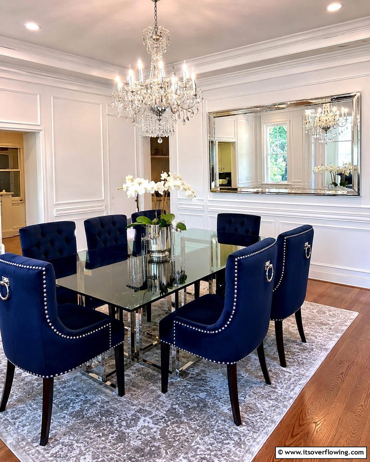 Navy Blue Upholstered Dining Chairs - 25 Navy Blue Dining Room Ideas for Elegant Gatherings