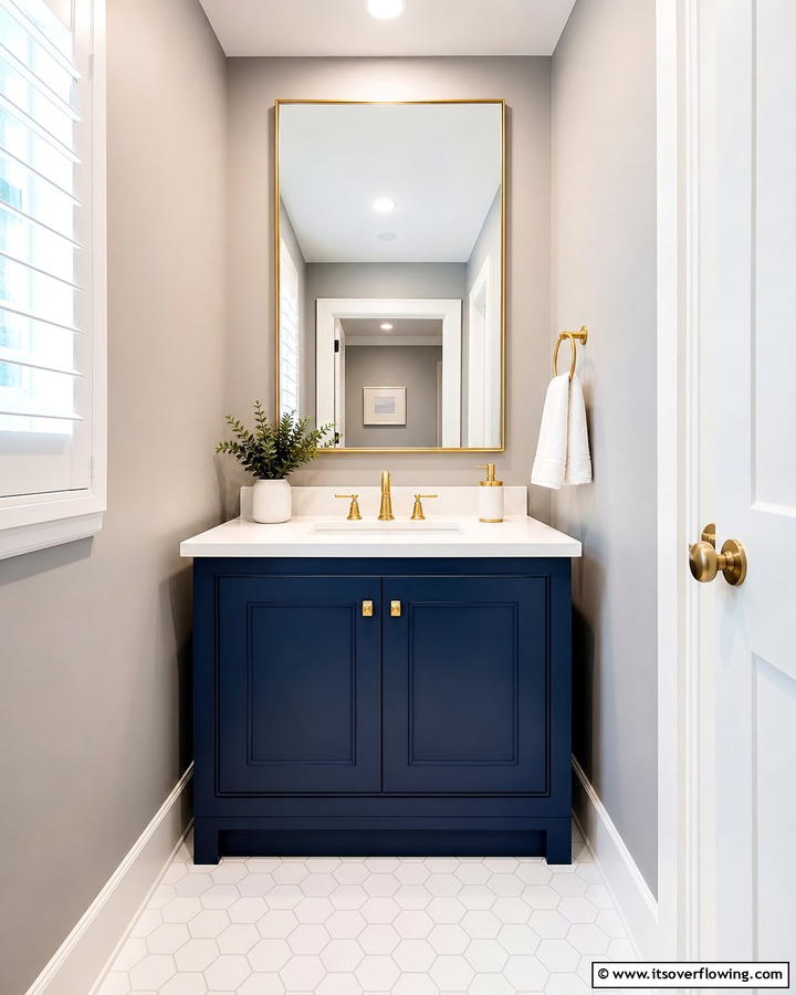 Navy Blue Vanity with White Countertop - 20 Navy Blue Powder Room Ideas for a Chic Look