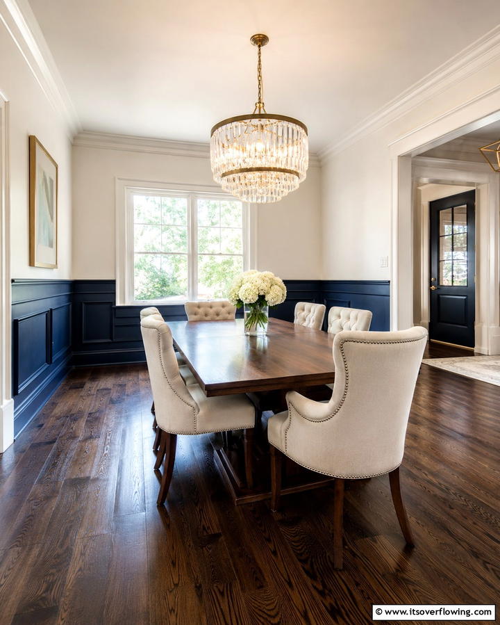 Navy Blue Wainscoting - 25 Navy Blue Dining Room Ideas for Elegant Gatherings