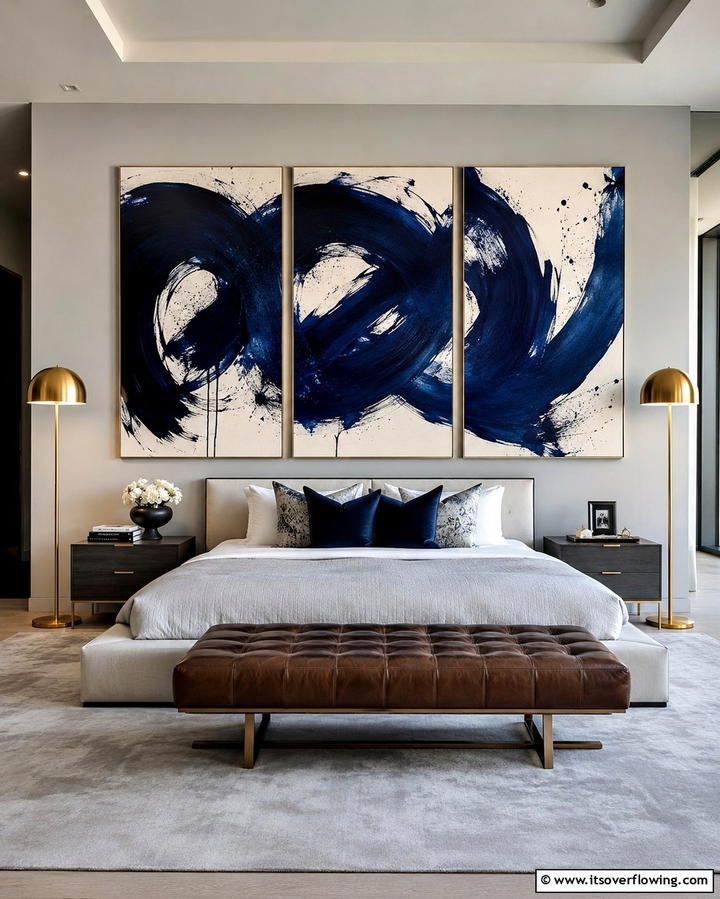 Navy Blue Wall Art - 25 Navy Blue Bedroom Ideas for a Serene Retreat
