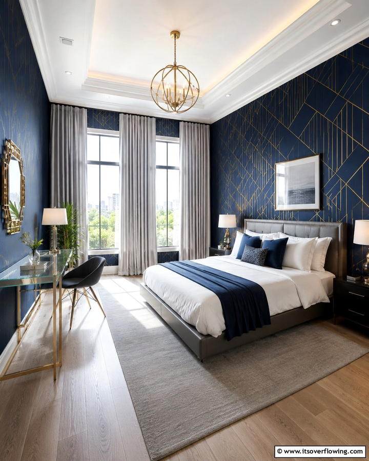 Navy Blue Wallpaper - 25 Navy Blue Bedroom Ideas for a Serene Retreat