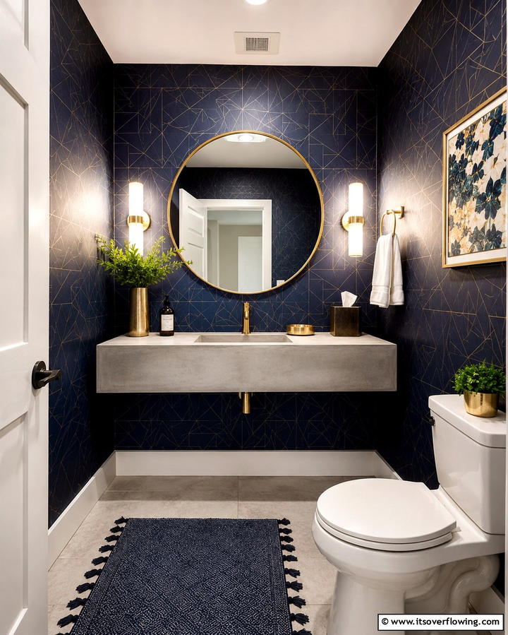 Navy Blue Wallpaper - 25 Navy Blue Bathroom Ideas for a Luxurious Look