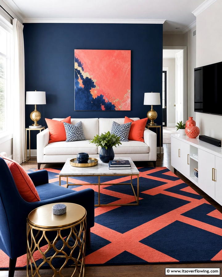 Navy Blue and Coral Accents - 21 Designer Colors That Perfectly Pair With Navy Blue