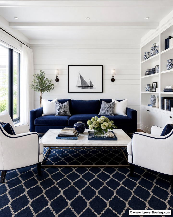 Navy Blue and Crisp White Contrast - 21 Designer Colors That Perfectly Pair With Navy Blue