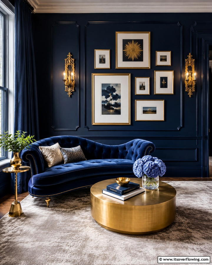 Navy Blue and Gold AccentsExact - 25 Navy Blue Living Room Ideas for a Cozy Retreat