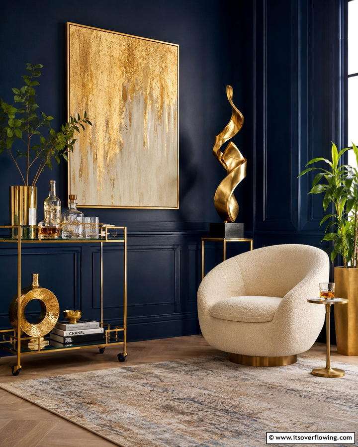 Navy Blue and Gold AccentsOne - 25 Navy Blue Living Room Ideas for a Cozy Retreat