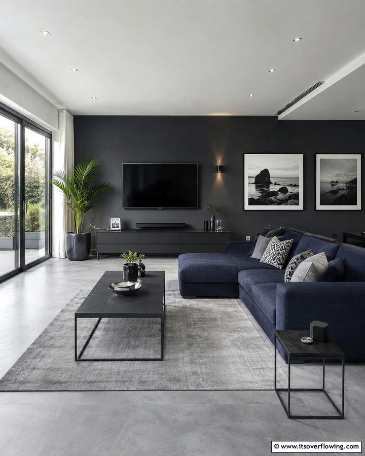 Navy Blue and Gray Color Scheme - 25 Navy Blue Living Room Ideas for a Cozy Retreat