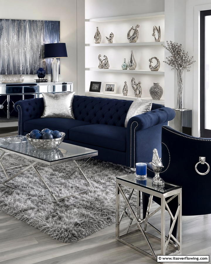 Navy Blue and Sleek Silver - 21 Designer Colors That Perfectly Pair With Navy Blue