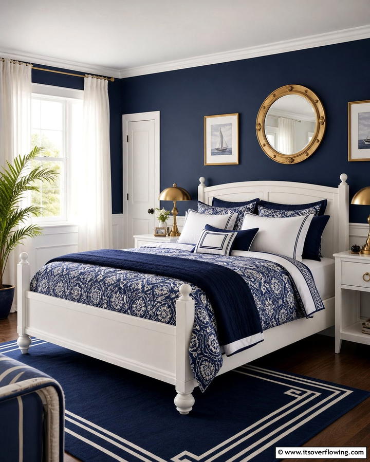 Navy Blue and White for Timeless Charm - 25 Bedroom Painting Ideas With Two Colors for Impact