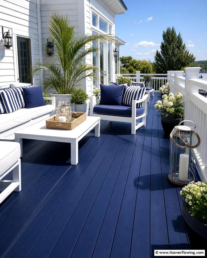Navy Blue for a Nautical Theme - 25 Deck Color Ideas to Transform Your Outdoor Space
