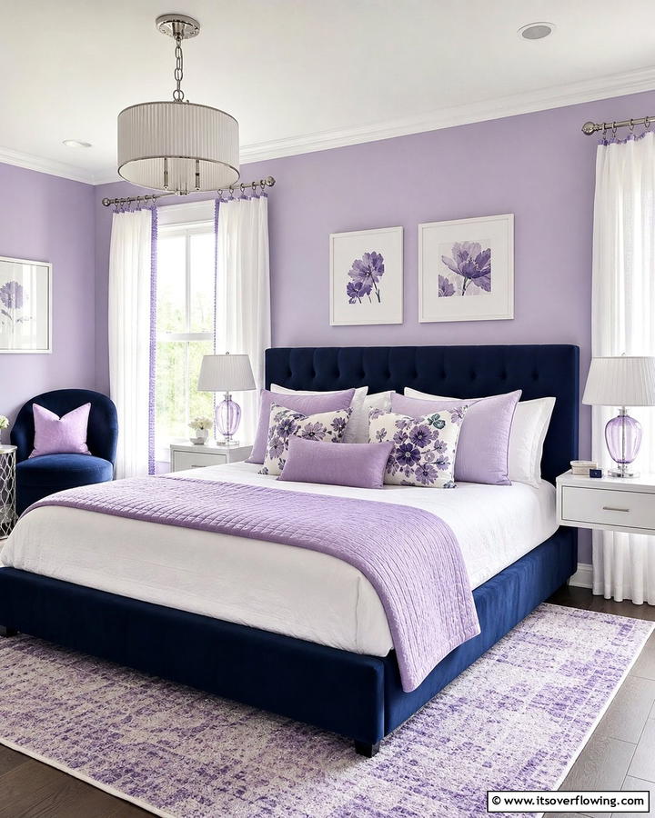 Navy Blue with Soothing Lavender - 21 Designer Colors That Perfectly Pair With Navy Blue