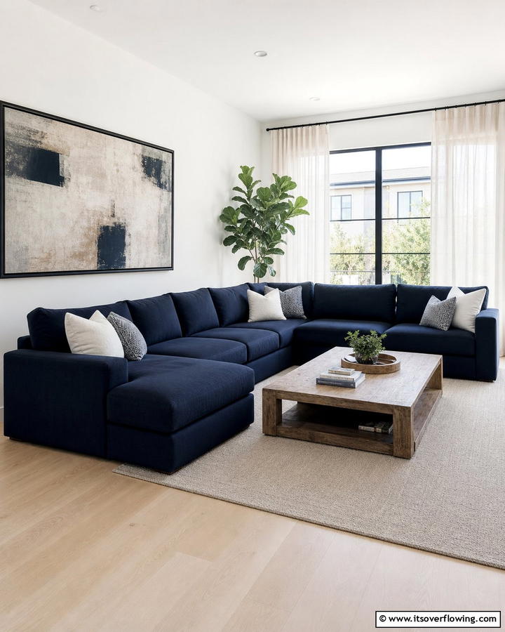 Navy Sectional Sofa - 20 Navy Living Room Ideas for a Bold Statement