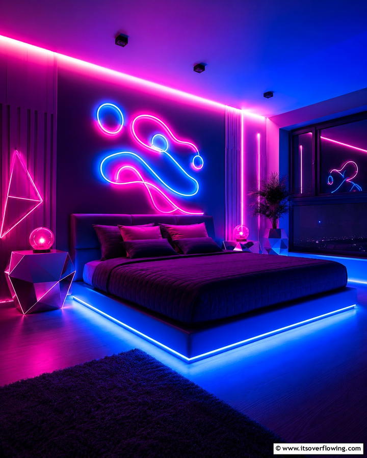 Neon Accent Lighting - 30 90s Bedroom Decor Ideas for Retro Rewind Style