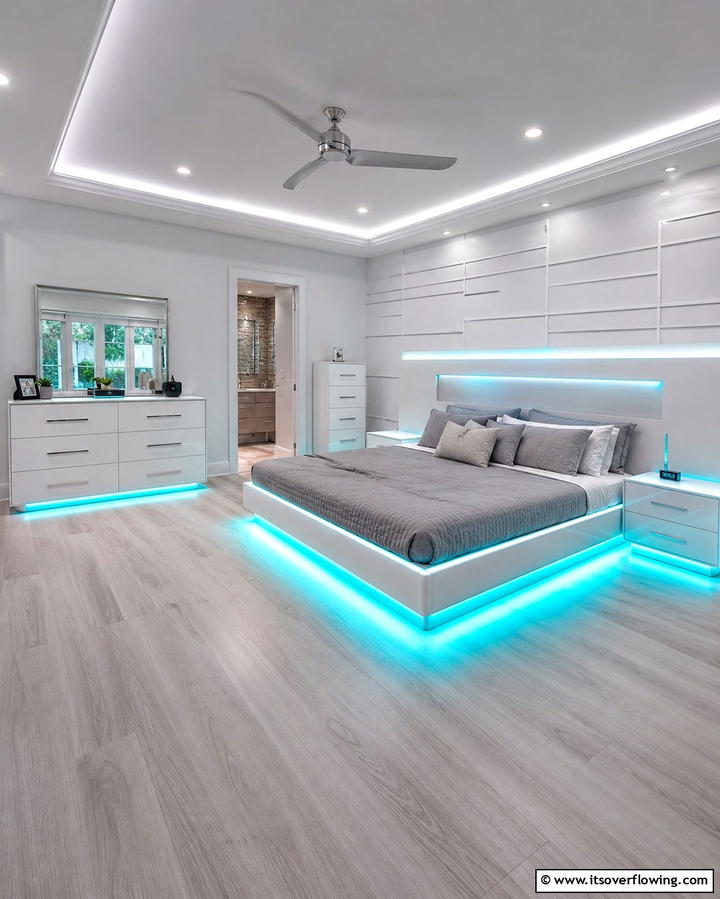 Neon Bed Frame Lighting - 25 Neon Bedroom Ideas for a Bold and Vibrant Look