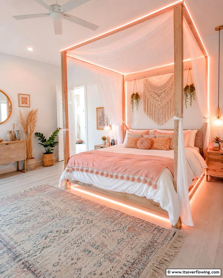 Neon Canopy Lighting - 25 Neon Bedroom Ideas for a Bold and Vibrant Look
