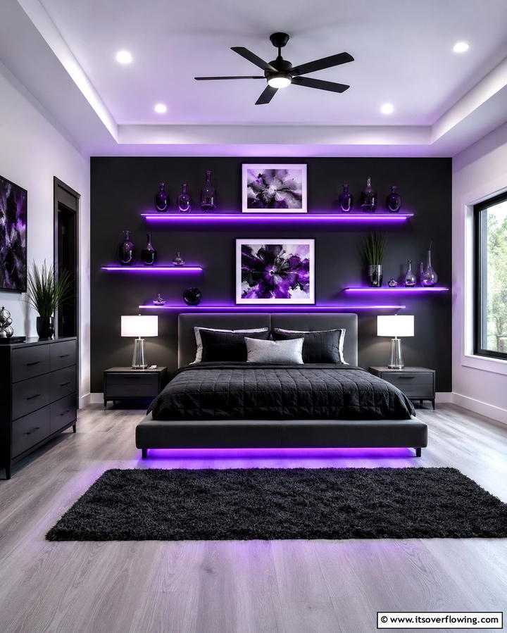Neon Floating Shelves - 25 Neon Bedroom Ideas for a Bold and Vibrant Look