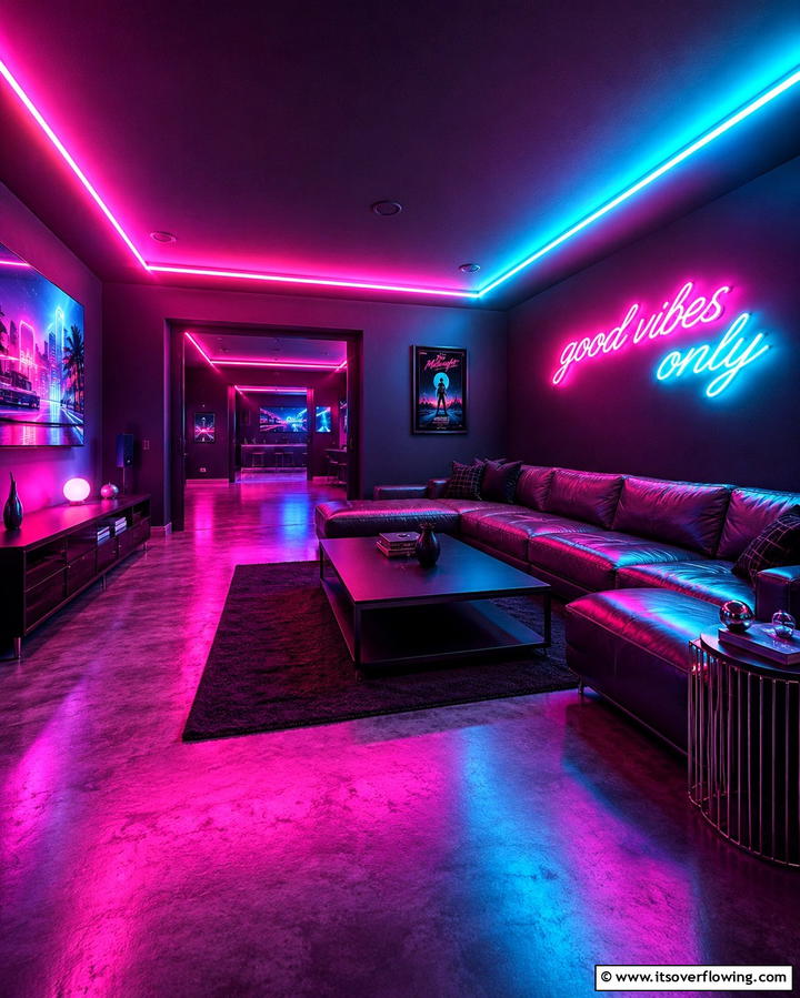 Neon Lighting - 30 1990s Interior Design Ideas for Throwback Charm