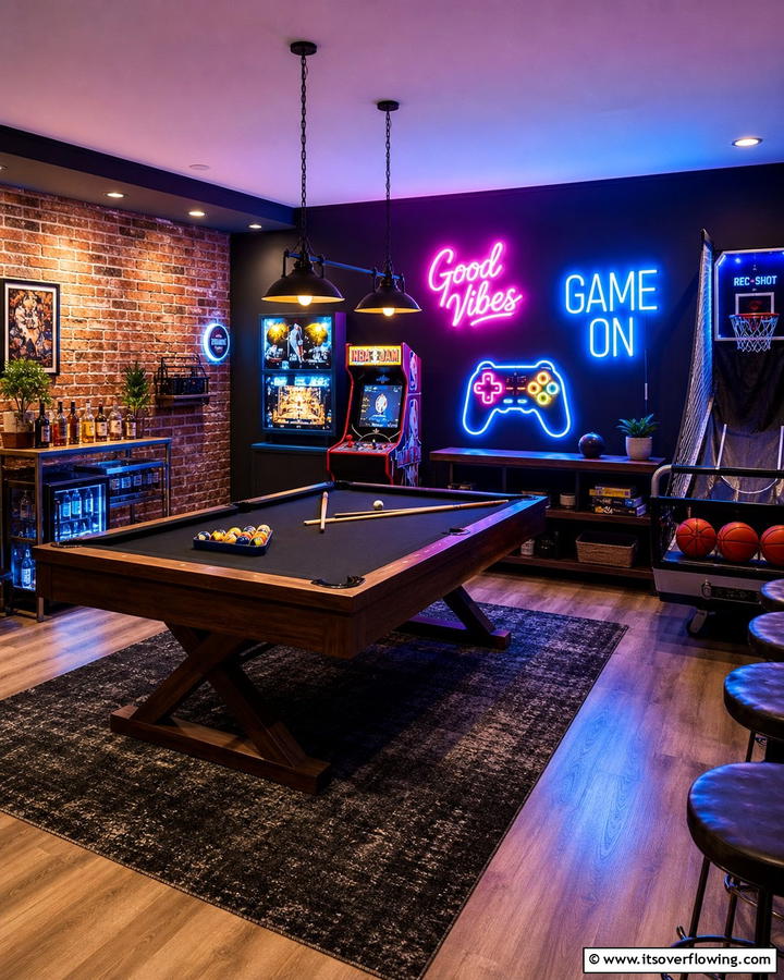 Neon Signs for a Fun Vibe - 20 Basement Lighting Ideas to Brighten Your Space