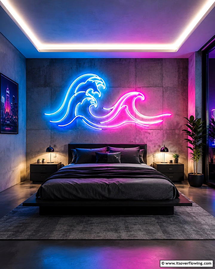 Neon Wall Art - 25 Neon Bedroom Ideas for a Bold and Vibrant Look