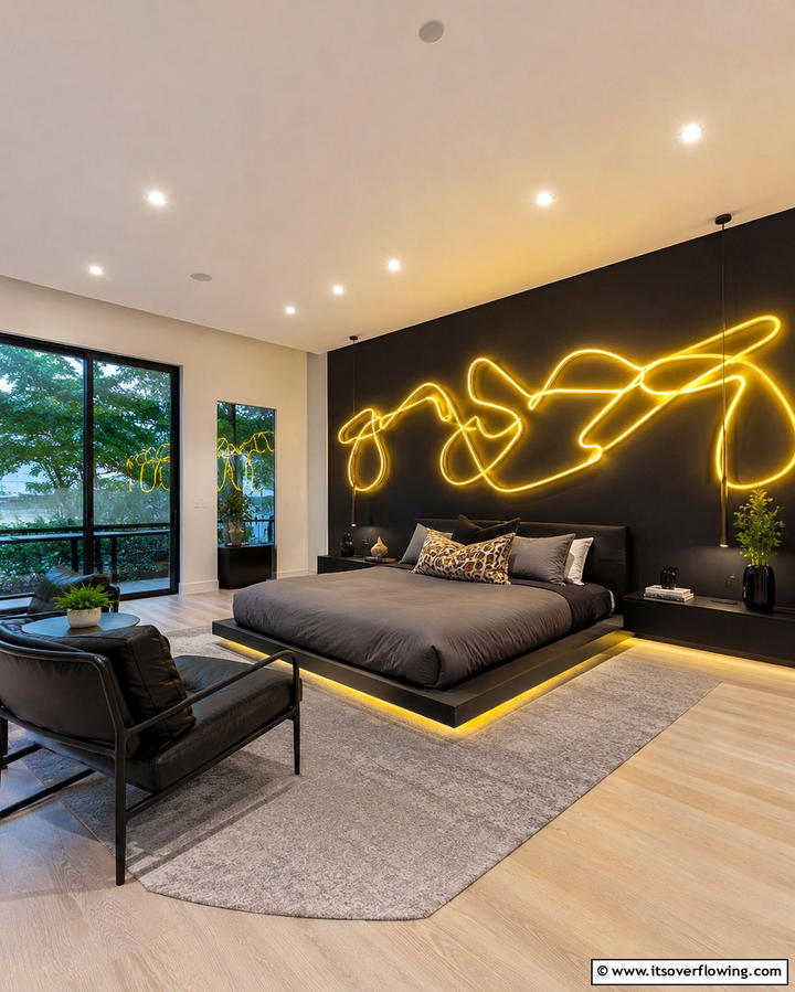 Neon Wall Sculptures - 25 Neon Bedroom Ideas for a Bold and Vibrant Look
