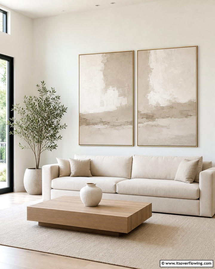 Neutral Art for Timeless Simplicity - 30 Minimalist Decorating Ideas for a Clutter-Free Home