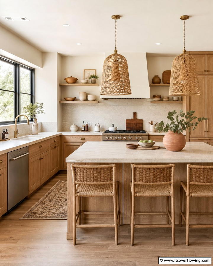 Neutral Beige Accents - 30 Countertop Colors That Harmonize With Oak Cabinets