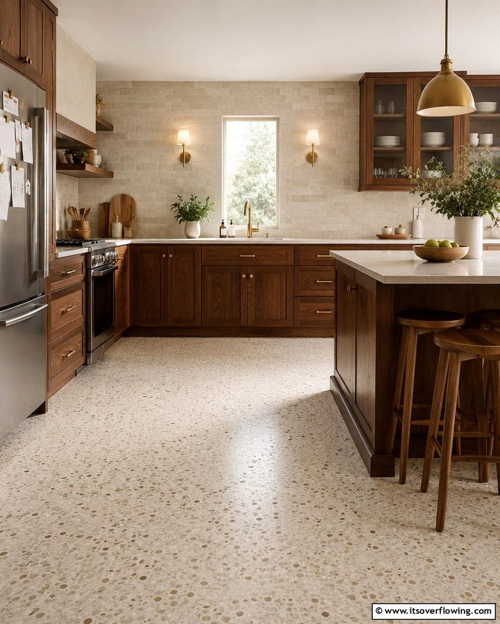 Neutral Beige Terrazzo - 25 Terrazzo Kitchen Floor Ideas for a Unique Look