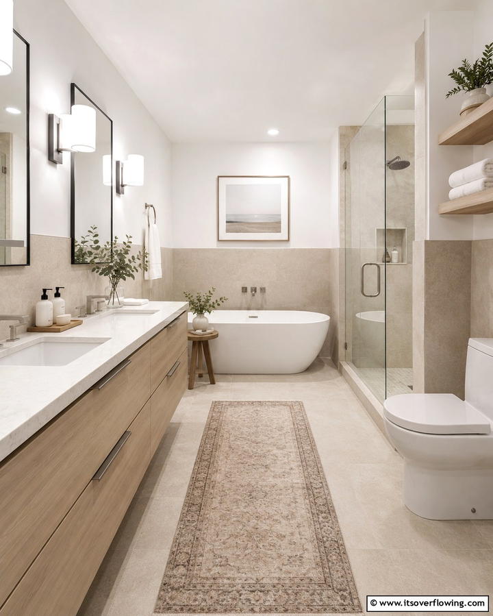 Neutral Beige and White Serenity - 30 Two-Tone Wall Paint Ideas to Elevate Your Interior Design