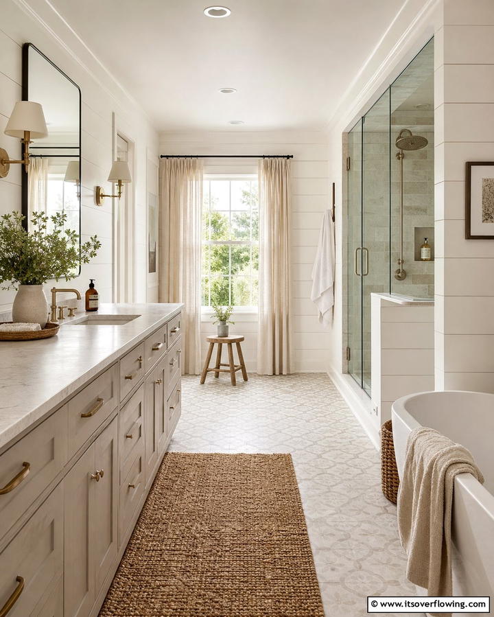 Neutral Color Palette - 25 Farmhouse Bathroom Ideas for a Rustic and Relaxing Retreat