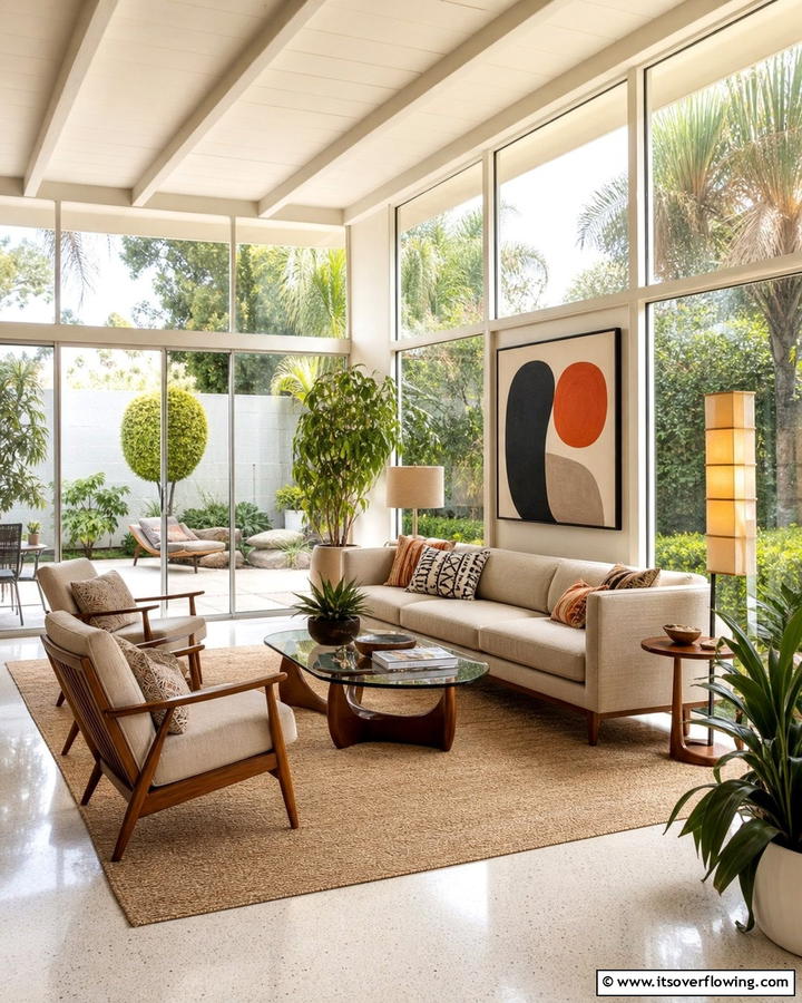 Neutral Color Palette - 20 Mid-century Modern Sunroom Ideas for a Retro Vibe
