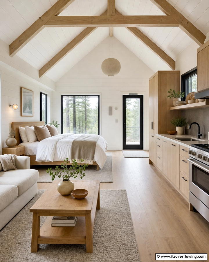 Neutral Color Palette - 25 One Room Cabin Interior Design Ideas for a Cozy Retreat