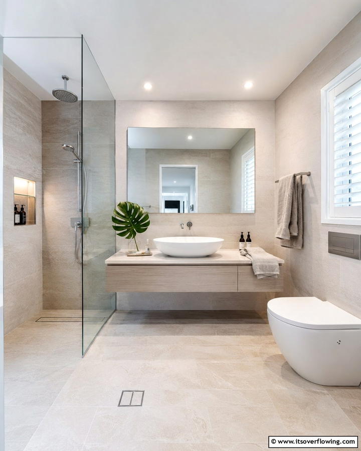 Neutral Color Palette - 25 Small Ensuite Design Ideas for Compact Bathrooms