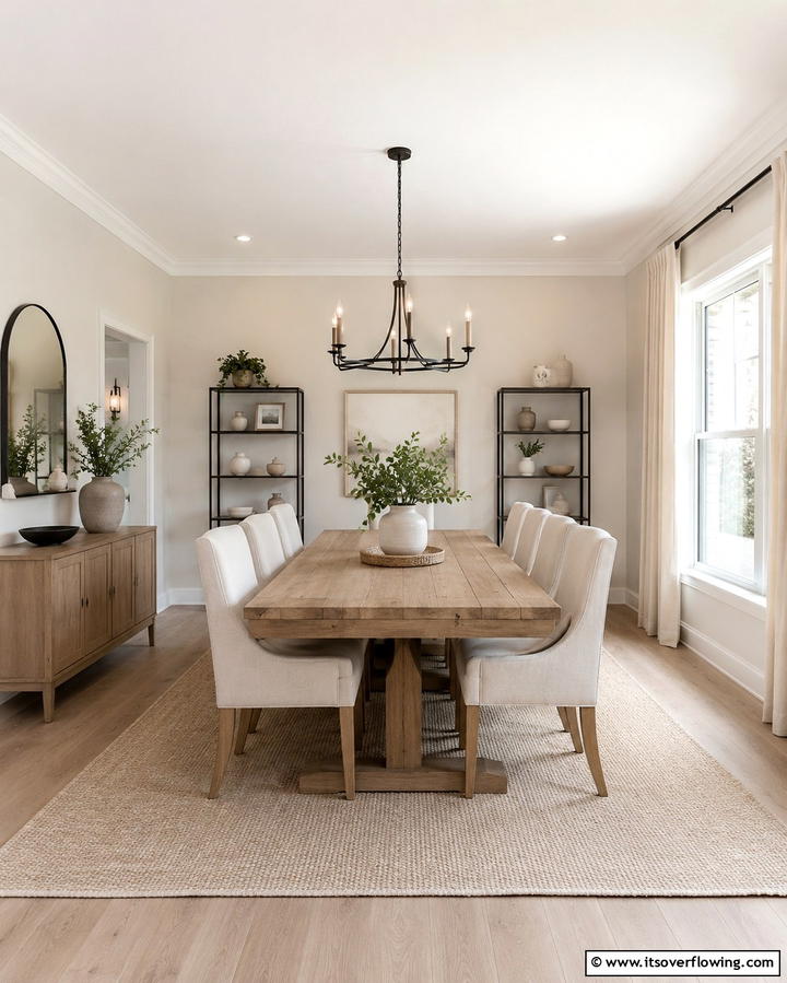 Neutral Color Palette - 30 Rustic Dining Room Ideas for Cozy Family Gatherings