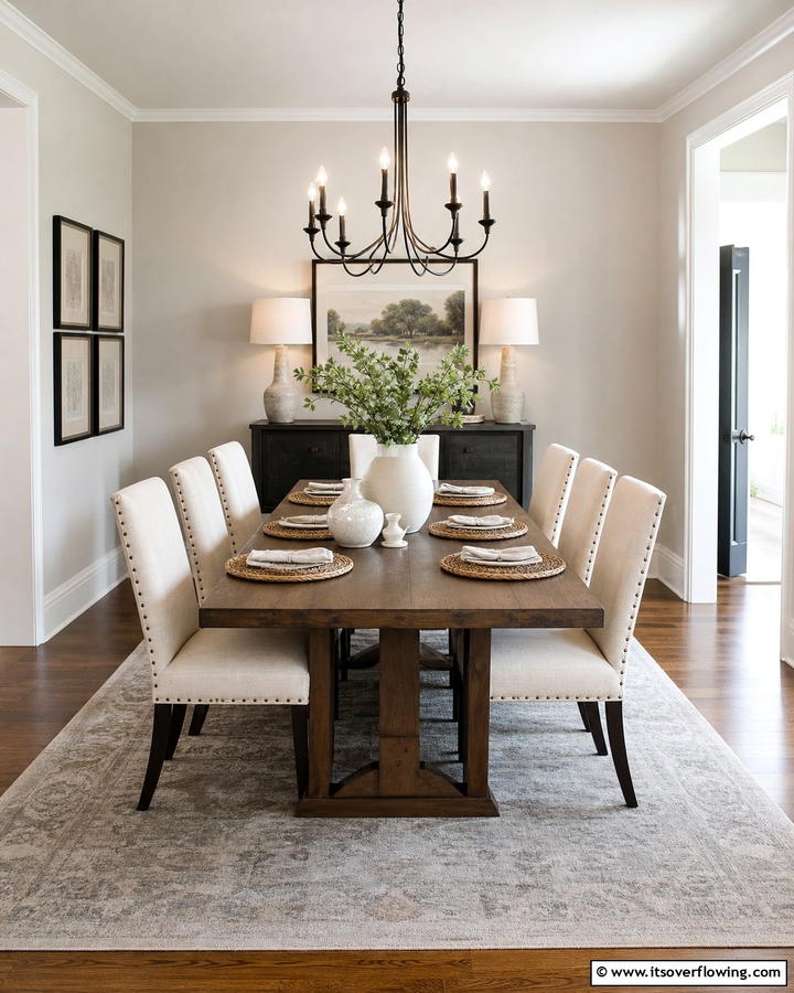 Neutral Color Palette - 30 Transitional Dining Room Ideas Blending Modern and Classic