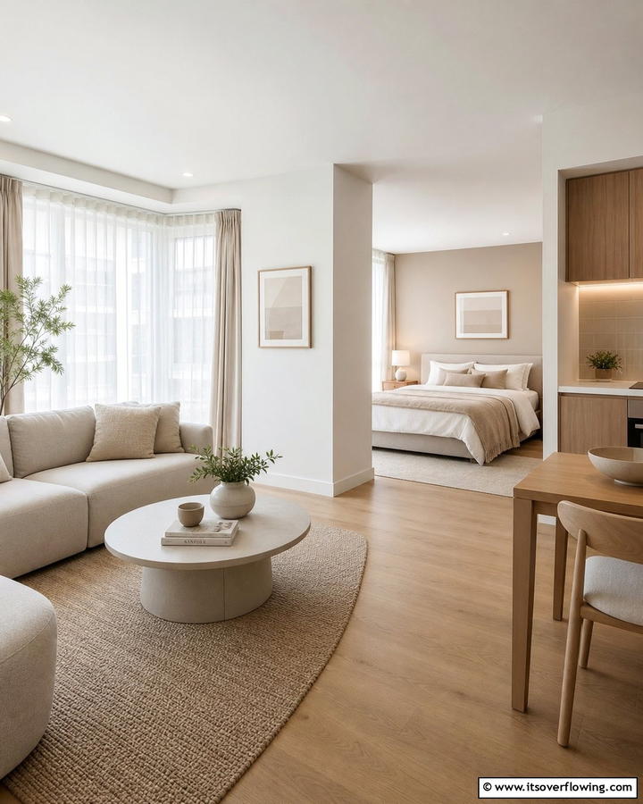 Neutral Color Palette - 21 Minimalist Apartment Ideas to Maximize Small Spaces