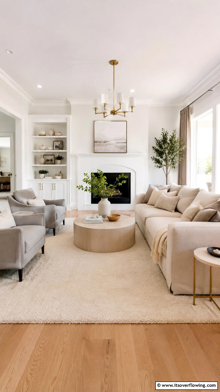Neutral Color Palette Foundation - 21 Transitional Living Room Design Ideas for Modern Homes