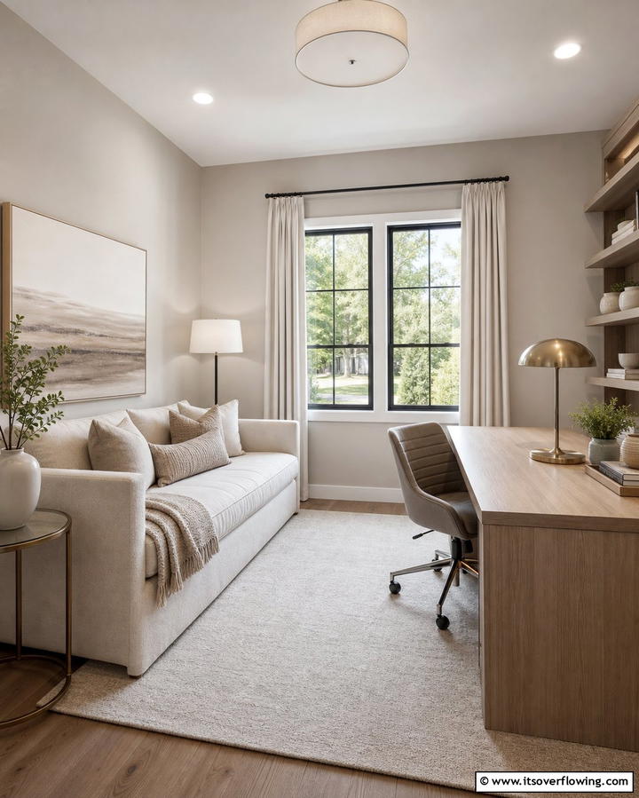Neutral Color Palette for Versatility - 25 Office Guest Room Ideas for a Functional and Stylish Space