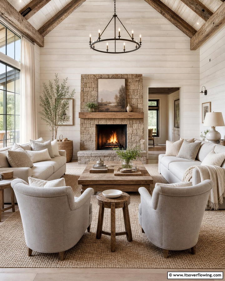 Neutral Color Palette - 20 Cabin Living Room Ideas for Cozy Comfort