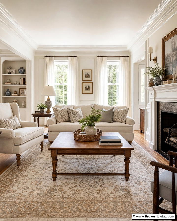 Neutral Color Palettes - 20 Colonial Living Room Ideas for a Classic and Timeless Look