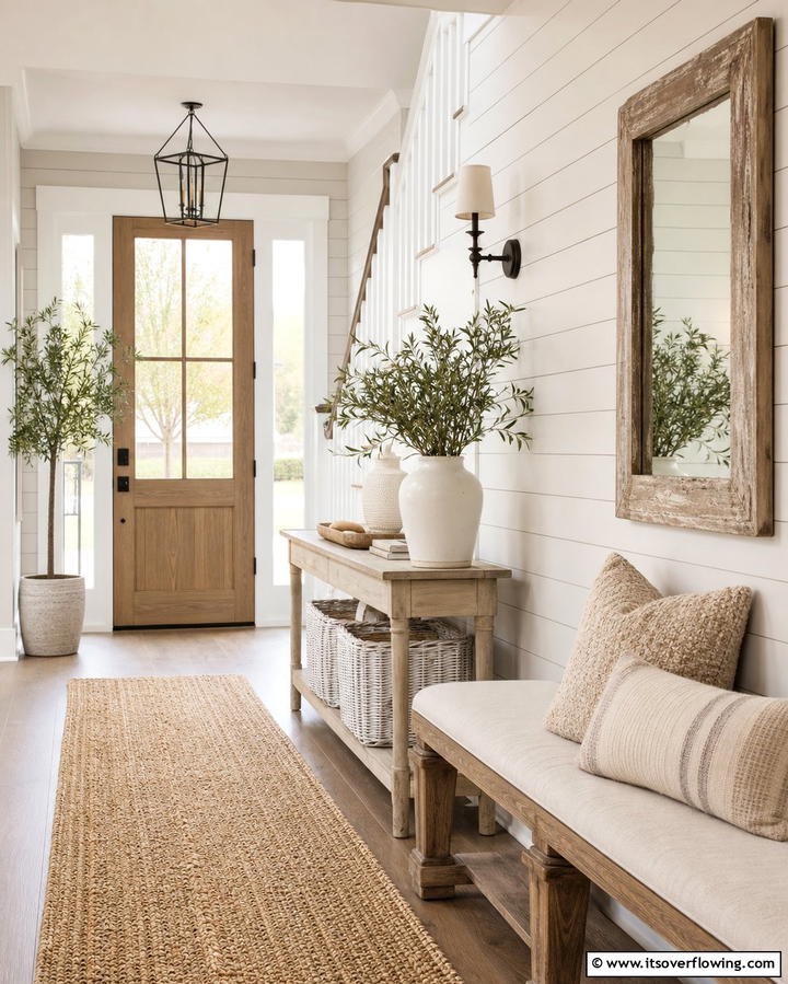 Neutral Color Palettes - 25 Farmhouse Entryway Ideas for a Warm and Welcoming First Impression