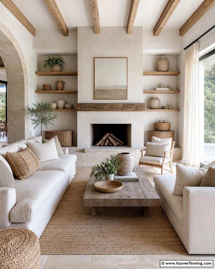 Neutral Color Palettes - 20 Mediterranean Fireplace Ideas for a Warm Ambiance