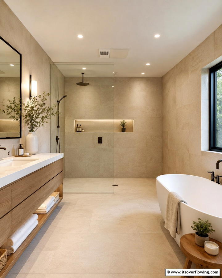 Neutral Color Palettes for Timeless Appeal - 25 Rustic Walk-in Shower Ideas for a Spa-Like Bathroom
