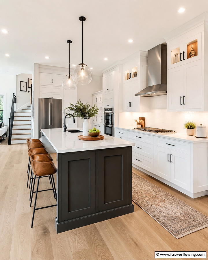 Neutral Flooring Choices - 25 Transitional Kitchen Ideas for Modern Homes