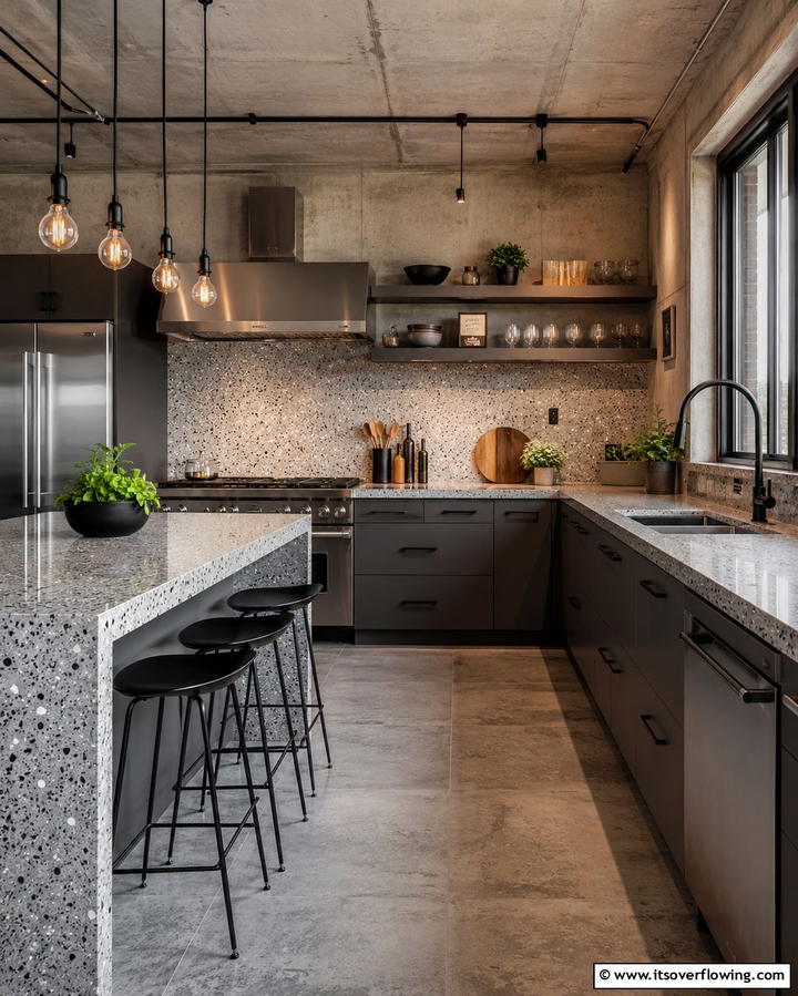 Neutral Gray Terrazzo for Subtle Elegance - 20 Terrazzo Kitchen Countertops for a Unique Look