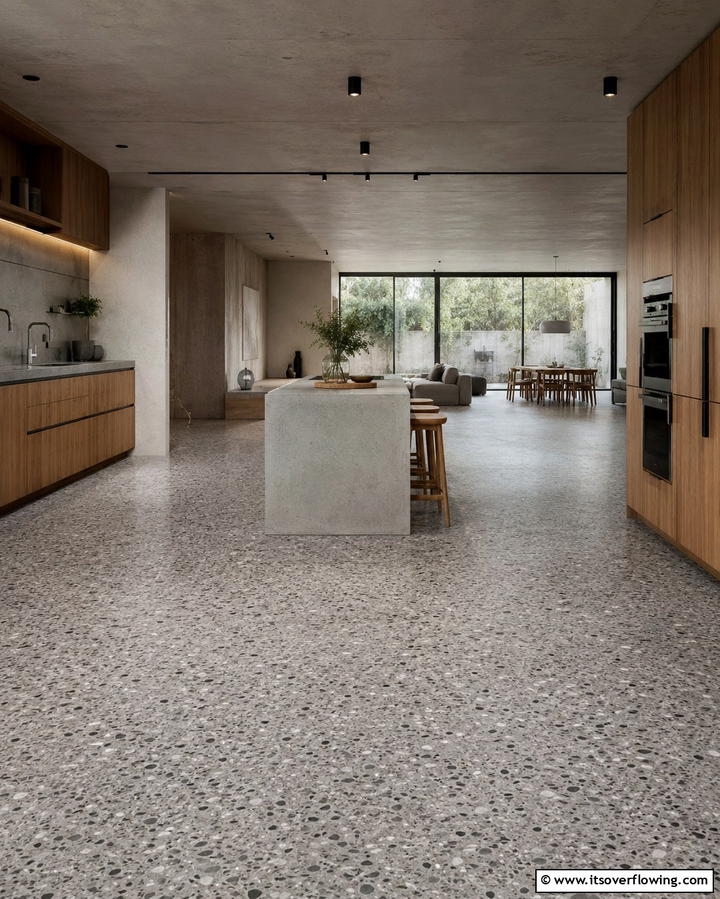 Neutral Gray Terrazzo for Versatility - 25 Terrazzo Kitchen Floor Ideas for a Unique Look