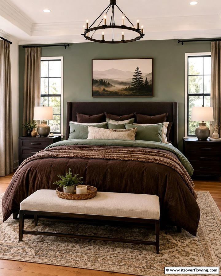 Neutral Green and Brown Rugs - 25 Green and Brown Bedroom Ideas for Earthy Vibes