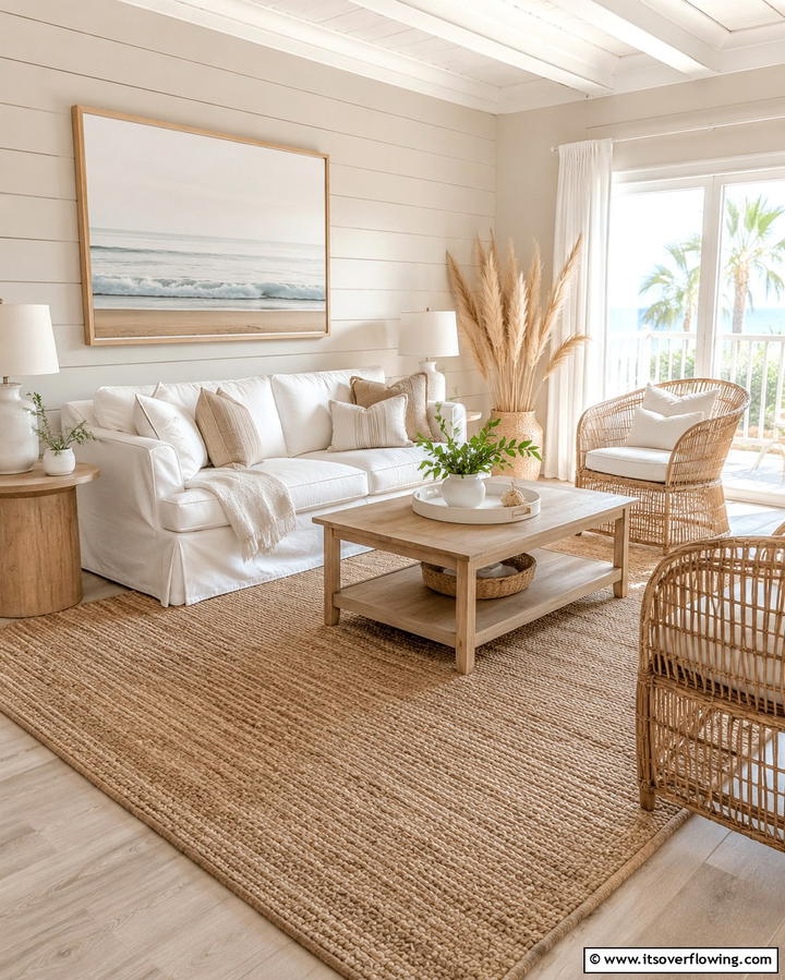 Neutral Jute Rugs for Natural Texture - 30 Living Room Rug Ideas to Define Your Space Stylishly