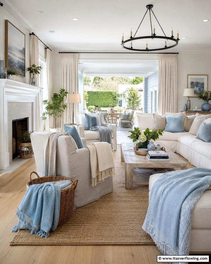 Neutral Rugs - 30 Hamptons Living Room Ideas for Coastal-Inspired Elegance