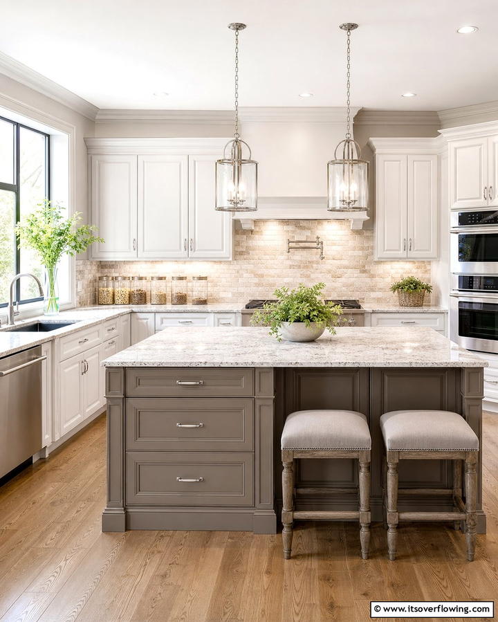 Neutral Taupe Island - 25 Kitchen Island Color Ideas to Refresh Your Space
